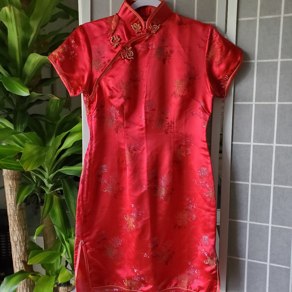 Cathaya Red Elegant Oriental Dress Size 36